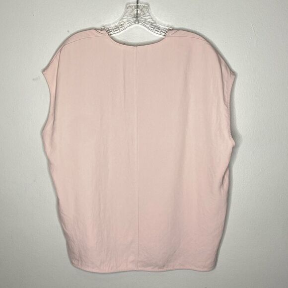 Everlane V Neck Short Sleeve Soft Pink Blouse 4 - Picture 3 of 6